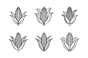 Corn sets icon Vegetables symbol vector lineout on white background.	