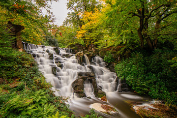 The cascade waterfall at Virginia water in Surrey, Uk.