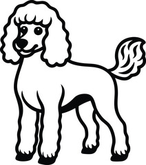 hand-drawn line art illustration of a Toy Poodle in a side view