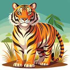 Tiger color head logo vector icon illustration on white background.