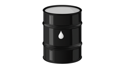 Black Oil Barrel with Drip for Industrial Use isolated on transparent background	
