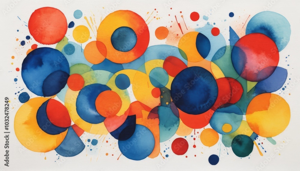 Aufkleber this dynamic wateartwork showcases an explosion of color with overlapping circles in vibrant hues. t