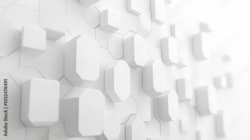 Aufkleber abstract white geometric background with hexagonal and rectangular shapes in a repeating pattern.