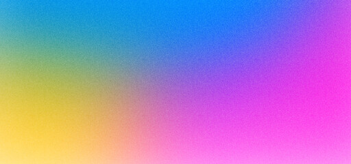 Bright blue, yellow, and purple gradient background texture with noise texture	