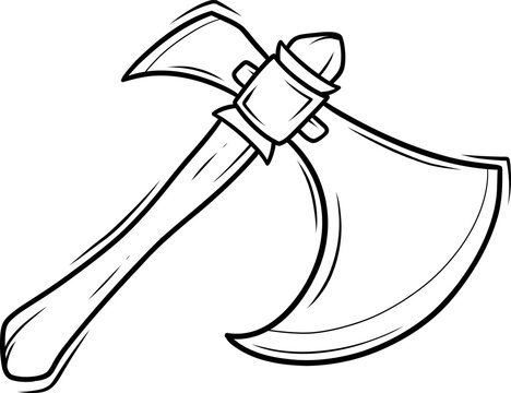 black and white axe drawing clip art preview