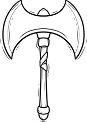 medieval axe cartoon outline