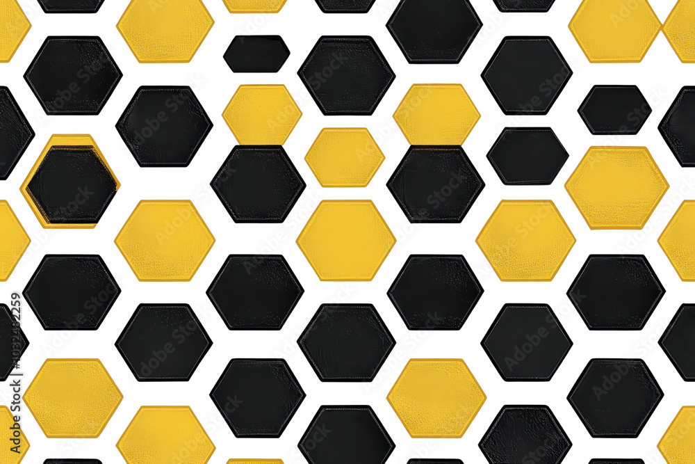 Poster abstract black and yellow hexagonal pattern background, geometric texture for digital designs and mo