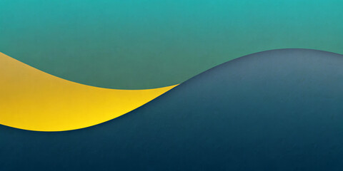 Smooth, dark blue curve is paired with a contrasting, bright yellow wave, creating an elegant division.Background changes from teal to green, adding depth and visual impact. Business background. AI ge