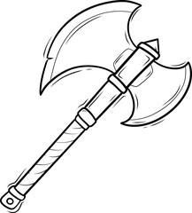medieval axe cartoon outline