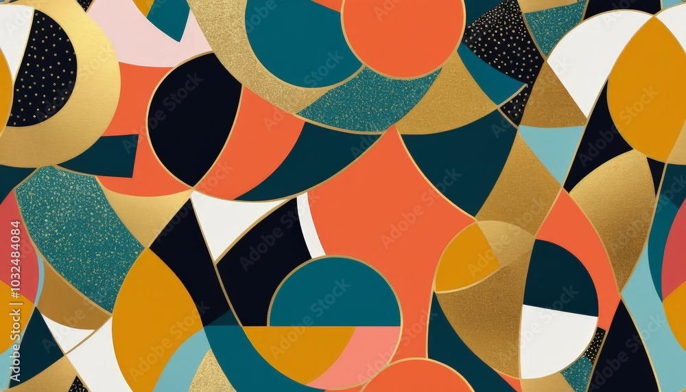 Aufkleber bright hues intertwine in a creative display, showcasing an array of geometric forms adorned with go