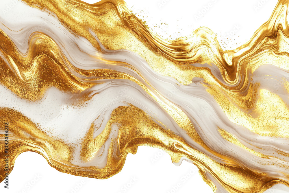Poster abstract golden and white fluid art texture with flowing patterns. elegant and luxurious design suit