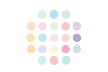 Abstract pattern of pastel circles arranged in a geometric layout. Soft and calming colors create a soothing visual harmony.