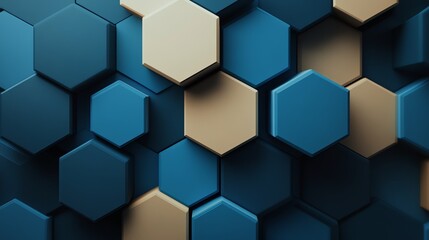 Abstract blue hexagon background with geometric shapes