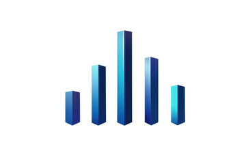 Abstract blue 3D bar graph illustrating business growth, data analytics, and financial strategy on a dark background.