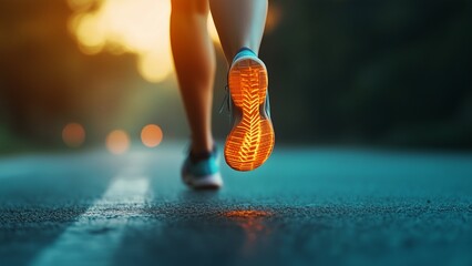 Woman in pain while running, injured leg and ankle