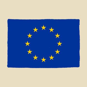 recommend clip art: Vector flat style hand drawn illustration of the European union flag - UE symbol isolated