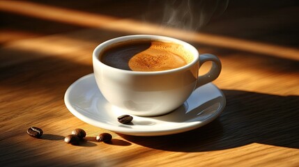 Fototapeta premium Cup of Coffee on a wooden table