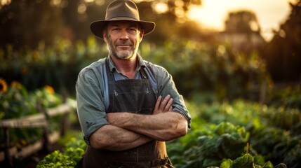 Confident Farmer in Lush Green Field
