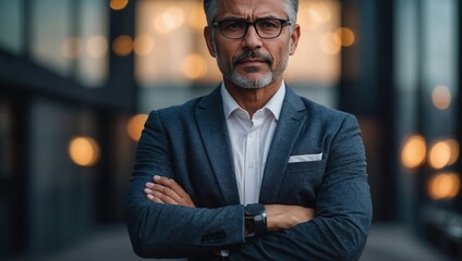 Fototapeta premium Confident businessman standing with arms crossed