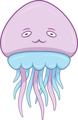 adorable jellyfish cartoon with a big smile