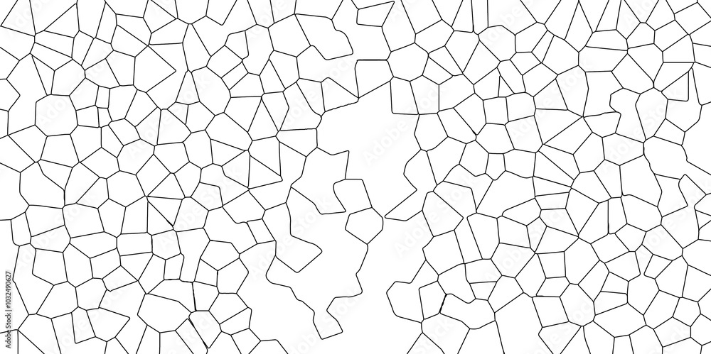 Poster abstract white broken stained glass background design with black line. geometric polygonal backgroun