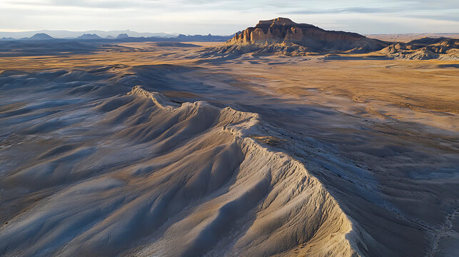 Stunning Aerial View of Eroded Alluvial Fans in Vibrant Landscapes
