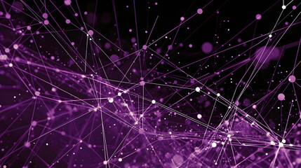 Obraz premium A vector illustration of a fast-paced technology concept, flat colors with a gradient from black to neon purple. Dots and lines create a dynamic, perspective-based web, with the vanishing point