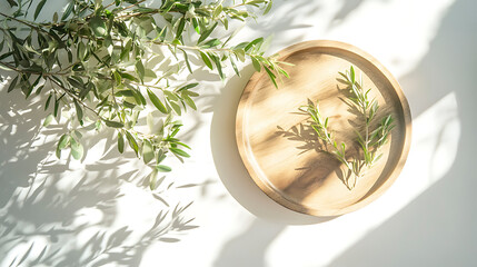 Wooden Plate Tray Summer Wedding Decor with Fresh Blooms and Minimalist Charm