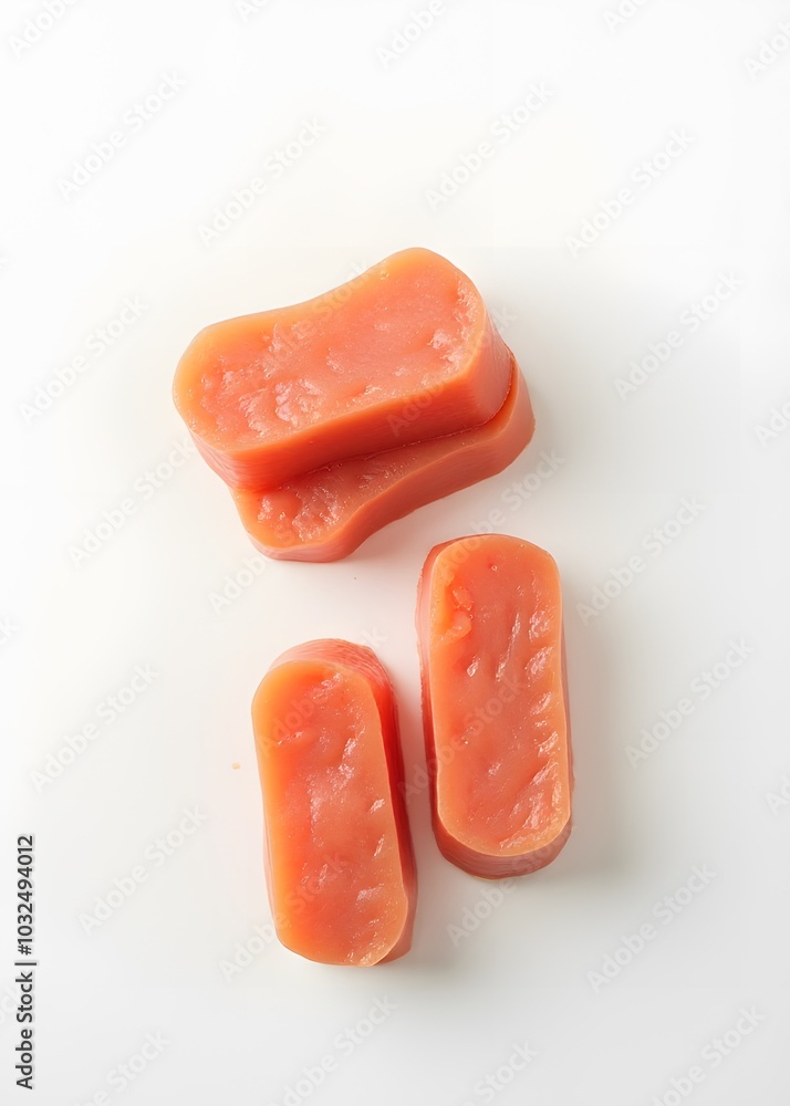 Aufkleber Canned tuna is arranged on a pure white surface in a simple still life composition.