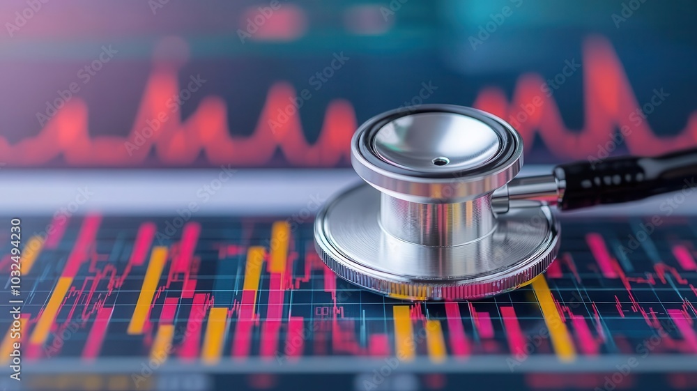Aufkleber a stethoscope rests on a colorful chart, symbolizing the intersection of healthcare and data analysi