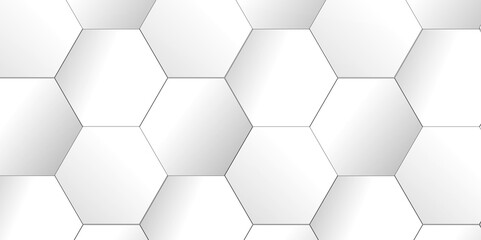 Abstract background with hexagon, modern abstract vector polygonal pattern.  Geometric futuristic technology honeycomb backdrop mesh cell vector. 3d white hexagon grid tile structure mesh background.