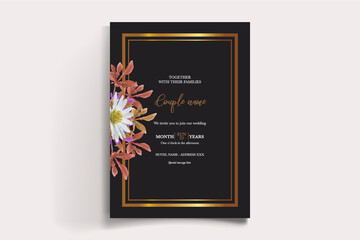 WEDDING INVITATION FRAME WITH FLOWER DECORATIONS WITH FRESH LEAVES