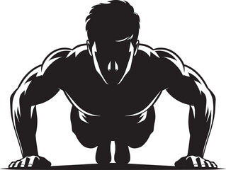 Push-up Gym exercise Silhouette illustration isolated on a white background