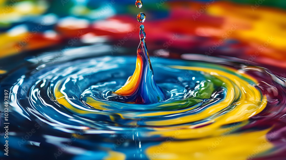 Poster vibrant acrylic ink swirling in water, creating mesmerizing patterns of color and fluid movement, ca