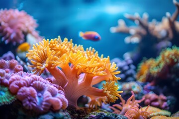 Vibrant Underwater Scene with Colorful Coral and Fish