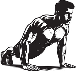 Push-up Gym exercise Silhouette illustration isolated on a white background