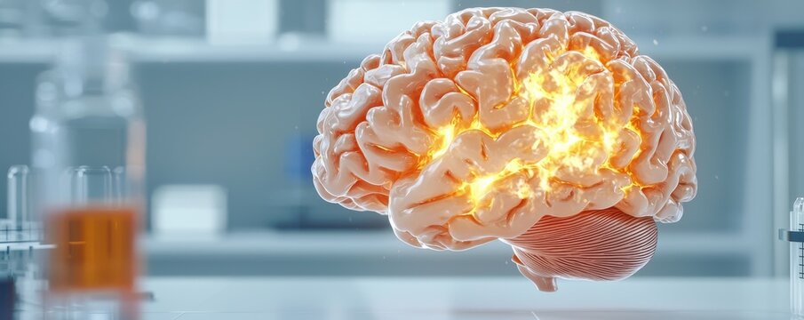 Exploding Brain with Vibrant Ideas and Creativity