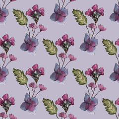 Seamless vector pattern of elegant purple violets