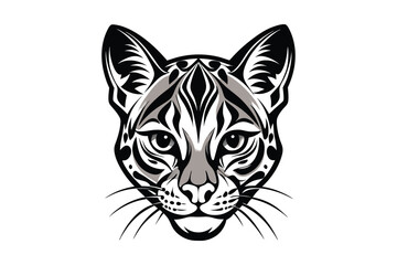 Ocelot Head Silhouette Vector Illustration – Perfect for T-Shirts & Hoodies