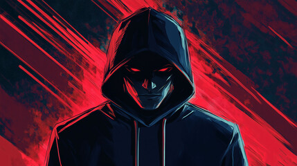 A man with a hoodie on and a red background