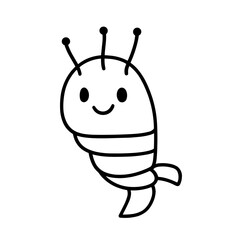 Simple black shrimp flat icon vector illustration