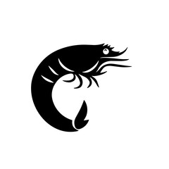 Simple black shrimp flat icon vector illustration