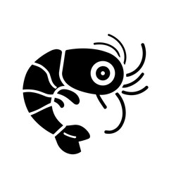Simple black shrimp flat icon vector illustration