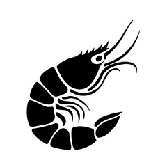 Simple black shrimp flat icon vector illustration