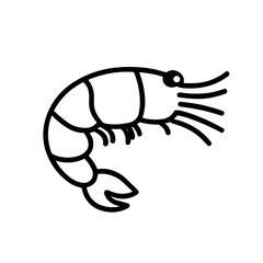 Simple black shrimp flat icon vector illustration