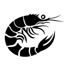 Simple black shrimp flat icon vector illustration