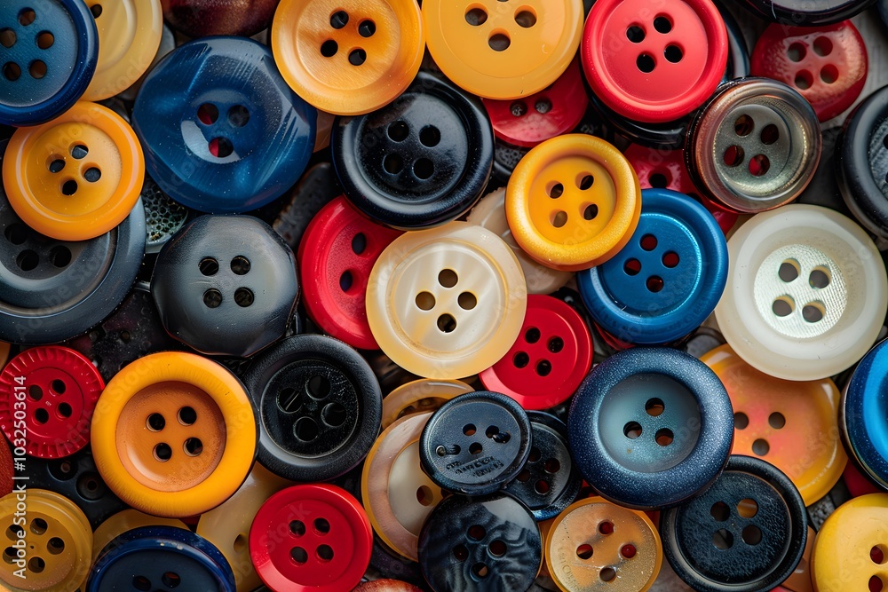 Poster a colorful collection of buttons in various shapes and sizes