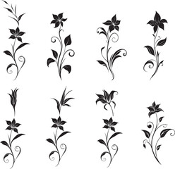 Floral flower outline vector, Flower pattern for embroidery