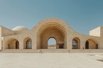 Fototapeta premium Architectural Entrance with Curved Arches and Stonework
