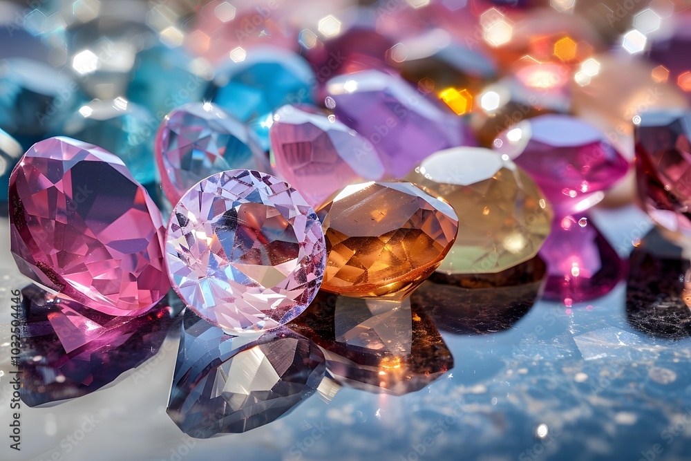 Poster a dazzling array of colorful gemstones reflecting light